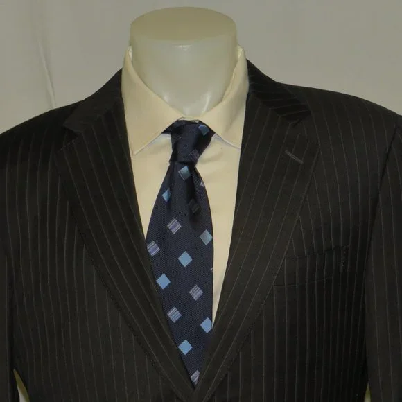 Canali 13320 Drop 7 Gray Striped Two Button Suit 42L